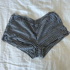 Aerie Black and White Checkered gingham pj shorts